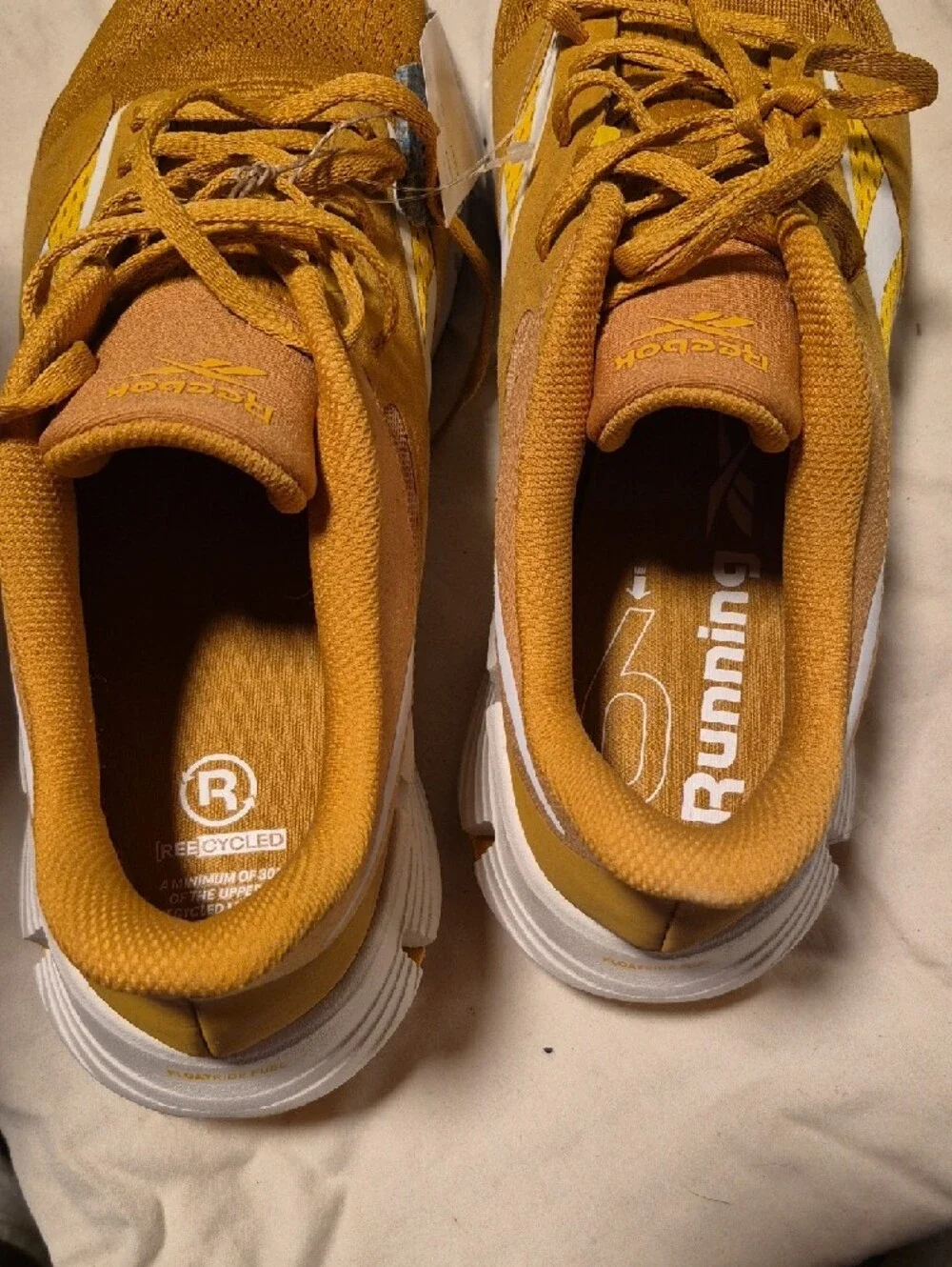 Reebok Mustard Yellow and White Athletic Sneakers